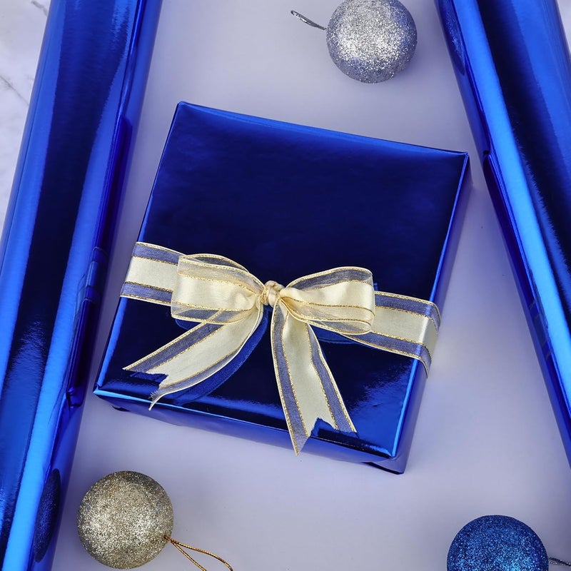NESCCI Royal Blue Metallic Wrapping Paper, Solid Color Paper,Gift Wrapping Paper,Perfect for Wedding,Valentine's Day,Birthday, Christmas,Baby Shower,DIY Bouquet (17 Inches X 32.8 Feet) - Image 5